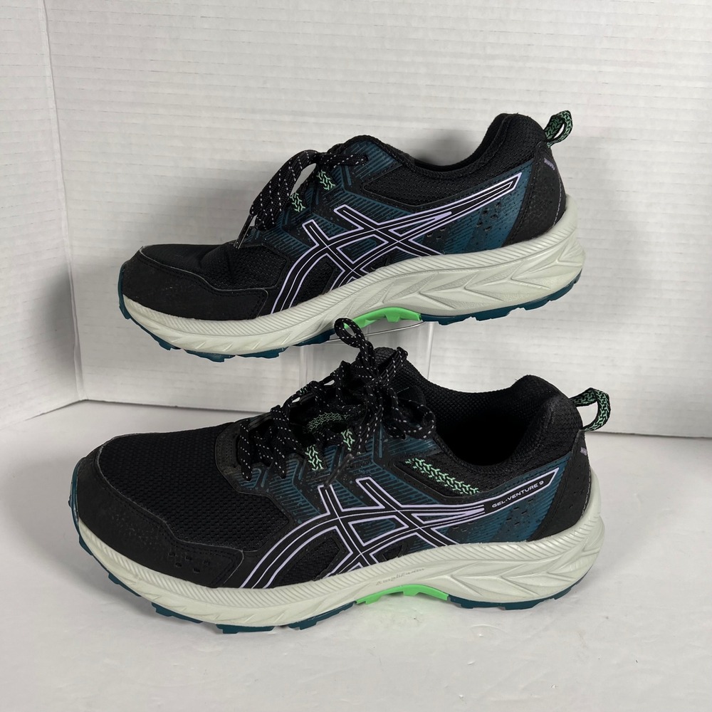 Asics Gel-Venture 9 Womens Trail Running Shoes Black Green 1012B313 Size 9